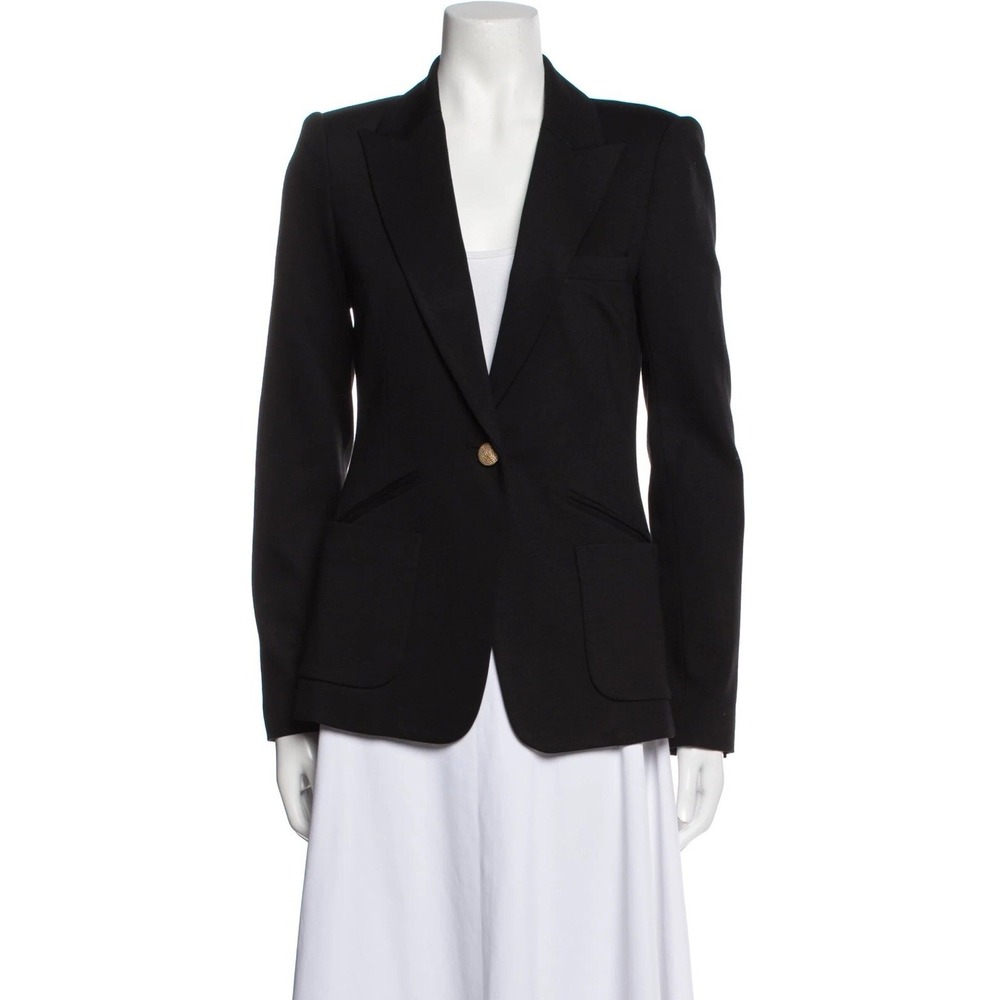 Trina Turk Black Single Gold Button Closure Blazer Jacket Size M/8 - Picture 2 of 10